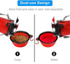 Dog Travel Water Bottle Collapsible Bowls, 2 in 1 Pet Food Container with Collapse Bowls, Outdoor Portable Water Bowls for Walking, Traveling, Camping and Hiking (Red)
