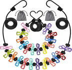 2 Pack Portable Travel Clothesline with 12 Clothespins, Retractable Camping Clothesline for Indoor & Outdoor, Elastic Clothes Line for RV/Cruise/Camper/Hotel/Laundry Room (Multicolor)