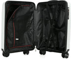 21" Hardside Carry On Luggage 22x14x9 Airline Approved with Spinner Wheels, Lightweight Suitcase Set with Phone Holder and USB Port, 2 Piece (Pearl White, 21" Carry On & 14" Cosmetic Case)