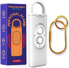 Halo-Siren Keychain, HaloSiren Personal Safety Alarm - 130db Loud Alarm Keychain with LED Strobe Light, Compact Emergency Siren (Double Flashing Lights - White + Copper Ring)