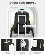 LOVEVOOK Laptop Backpack for Women, Travel Computer Work Bags with 17-inch Laptop Compartment, College School Student Bag Teen Backpacks For Girls, Hiking Outdoor Carry On Backpack Purse, Black