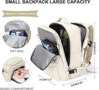 WONHOX Large Travel Backpack Women, Carry On Backpack,Hiking Backpack Waterproof Outdoor Sports Rucksack Casual Daypack with USB Charging Port Shoes Compartment,Beige