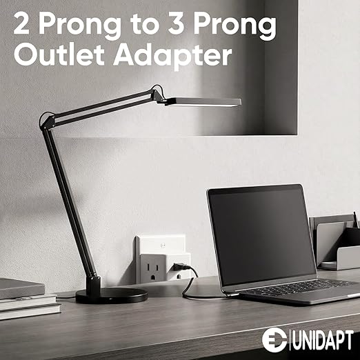 Unidapt 2 Prong to 3 Prong Outlet Adapter, 3 AC Outlet Wall Plug Extender, Polarized Plug for Non-Grounded Outlet in Old House, 1875W/15A, Cruise Essentials, 2 Pack