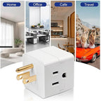 3 Prong Adapter, 2PCS 3 Outlet Wall Adapter Cube Tap, Multiple Outlet Splitter, 3 Way Plug Adapter, White Multi Plug Wall Outlet Extender for Home or Travel, UL Listed