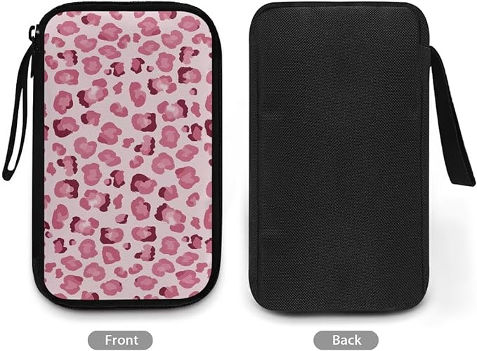 Pink Leopard Print Electronic Organizer Travel Case Portable Tech Pouch Electronics Case Storage Bag for Cable Cord Charger Phone Earphone