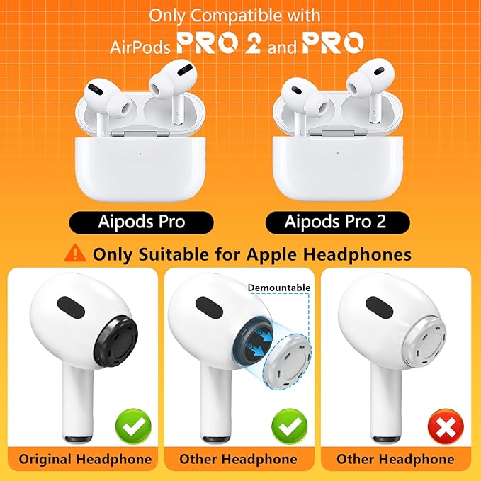 4 Pairs Replacement Ear Tips for AirPods Pro 2nd/1st Generation with Portable Storage Box & Cleaner Pen,Noise Reduction Holewith & Built-in dust Guard Screen,Silicone EarTips(White-xs/Size)