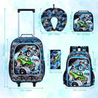 5Pcs Kids Luggage for Boys, Truck Rolling Travel Carry on Suitcase for Toddler Children with Wheels(Blue)