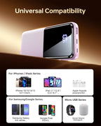 CFIAI Portable Charger Power Bank - 15000mAh Battery Pack Portable Phone Charger with Built in Cable 22.5W Fast Charging Powerbank Compatible with iPhone Android Samsung Phone, Lavender