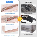 F-color TSA Approved Toiletry Bag 3 Pack Medium - Clear Makeup Bag Travel Quart Size for Women Men, Clear Cosmetic Bag Airport Airline Compliant Carry on Bag, Nude Pink