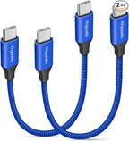 etguuds Short USB C to USB C Cable 0.5ft, 2-Pack 60W USBC to USBC Cord, Type C to C Charger Cable Fast Charging for iPhone 17 16 15 Pro Max Plus Air, Samsung Galaxy S25 S24 S23, for MacBook, Pixel