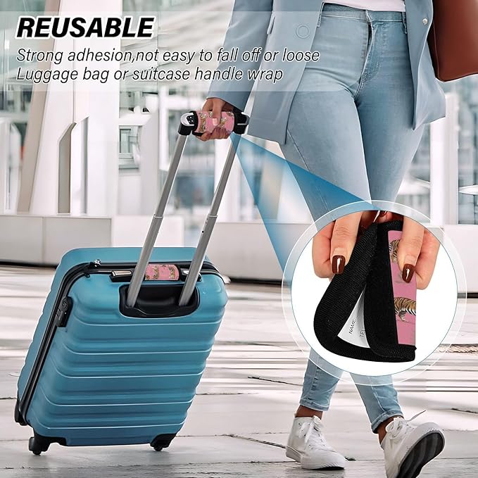 Cute Tigers Luggage Handle Wraps with Writable Luggage Tags, 4 Pack, 5.9 x 4.3 Inches Grip Handle Cover for Suitcase Shopping Bag