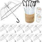 Dansydaisy 12 Pcs Wedding Favors for Guest Umbrella Gifts Bulk 52 Inch Large Dome Rain Windproof Stick Umbrellas with Thank You Tags and Rope Guest Souvenirs for Wedding Party Bridal Favors