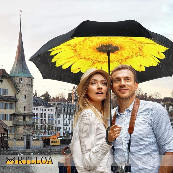 MRTLLOA 40/49/56 Inch Oversize Windproof Inverted Reverse Upside Down Umbrella, Golf Size Rain Umbrella, Double Layer, C-Shaped Handle for Men, Women and Kids