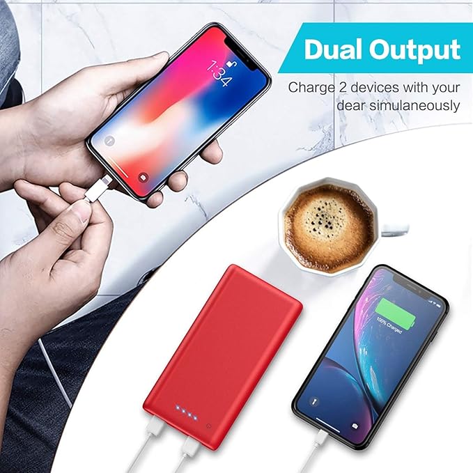 Portable Charger Power Bank 26800mah,Ultra-High Capacity Safer External Cell Phone Battery Pack,2 USB Output High Speed Charging Power bank Compatible with iPhone 17 16 15 14 13 Samsung Android LG-Red