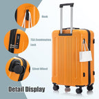 Luggage Sets 3 Piece with Double Spinner Wheels, Carry on Hardshell ABS Suitcases Set with TSA Lock, Lghtweight Checked Luggage for Different Travelling (Black+Orange, 20"/24"/28")