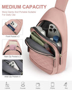 Capolo Sling Bag for Women Men Waterproof Crossbody Bags for Women Trendy Casual Fanny Pack with Convertible Shoulder Strap Chest Bag for Travel Hiking(Pink, Medium)