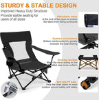 Joyfair Beach Camping Chair (2 Pack), Outdoor Folding Lawn Chair for Adults, Heavy Duty Portable Chair with Armrest for Outside Fishing, Sport, Patio, Cup Holder & Storage Pocket, Carry Bag (Black)