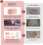BOYATU Travel Makeup Bag Organizer Cosmetic Bag: 3 Pcs Set Make up Bags for Women with Handle - Waterproof Vegan Leather Toiletry Bags Travel Essentials Pouch with Compartments (C-05-Pink)