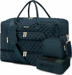 Large Women Travel Duffle Bag - Carry on Overnight Weekend Travel Duffel Tote Gym Bag with Wet Pocket Toiletry Weekender Overnight Bag for Travel Business Trips Sports Hospital 3 Pcs Set