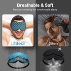 LitBear Breathable Sleep Mask, 3D Eye Mask Sleep for Side Sleepers Women Men, Light Blocking Sleeping Mask with Adjustable Strap, Soft Lightweight Eye Cover for Travel, Night Work, Nap, Office - Blue