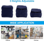 PATIKIL Travel Foot Rest Pillow, Inflatable Foot Rest Mat Adjustable 3 Layers Height Sleep Flights Leg Pillow for Airplane Train Office, Navy Blue