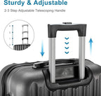4 Piece Luggage Sets — ABS Hardside Suitcase Set with Spinner Wheels, TSA Lock, Expandable for Travel Business Trips Family Vacations, 16/20/24/28 Inch, Gray