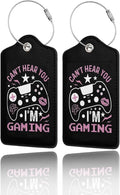 GACCAP 2 Pack Luggage Tags for Suitcase, Privacy Cover ID Label with Stainless Steel and Address Card for Travel Bag Backpack Cruise Ship Essentials Tag Women - Can't Hear You I'm Gaming Gamer Girl