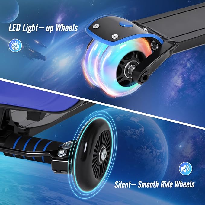 smilesun Scooter Suitcase for Kids & Adults, Foldable Carry On Travel Luggage, Hardside Ride on Scooter Suitcase with Spinner Wheels，Blue