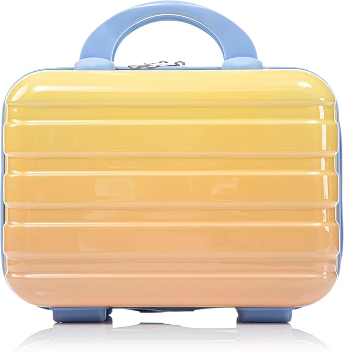 20 Inch Carry on Luggage with 14 Inch Cosmetic Case, 2 Pcs Hardshell Lightweight Durable Spinner Suitcase Set for Travel, Women, Men, TSA Lock, ABS, 20+14 Inch (Blue Yellow)