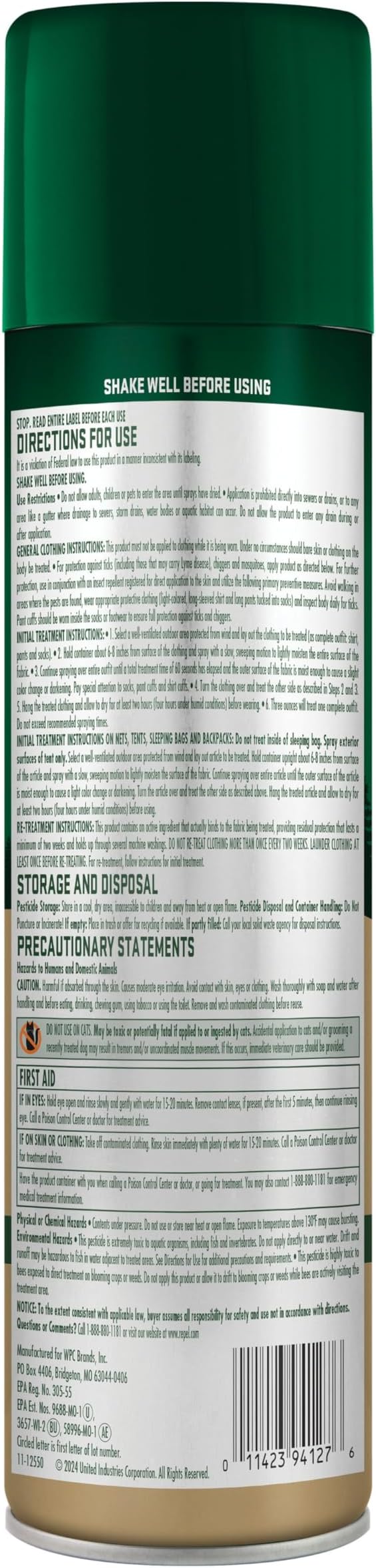 Repel Permethrin Clothing And Gear Insect Repellent, 6.5 Ounces, Aerosol Insect Repellent For Clothing And Gear Including Nets, Tents, Sleeping Bags And Backpacks