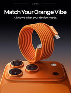 LISEN USB C to USB C Cable, 240W C to C Cable Fast Charging [3.3 FT, 2 Pack] Type C Charger Fast Charging USBC to USBC Cable for iPhone 17 16 15 Pro Max iPad MacBook Neo Air Pro Samsung S26, Orange