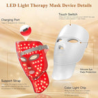 LED Light Therapy Mask for Face and Neck, Cordless & Rechargeable, Infrared,Red & Blue Light for Wrinkles and Acne Care, Full Coverage Skincare Device