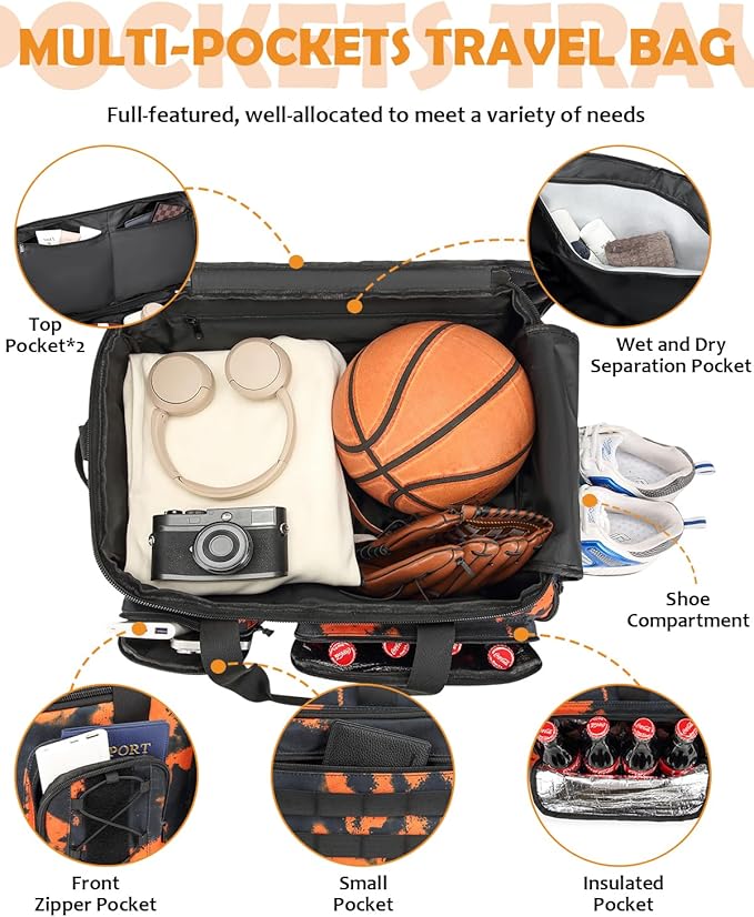 50L Gym Bags for Men, 3 in 1 Travel Duffle Bag with Shoe Compartment, Tactical Military Backpack for Overnight Weekender Gym Traveling Workout Deployment