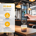 3 In 1 Portable Coffee Maker for Travel, 20 Bar Portable Espresso Machine with USB,Travel Coffee Maker Self-Heating, Compatible with Ground Coffee & Capsule for Hiking,Office,RV（Upgrade）