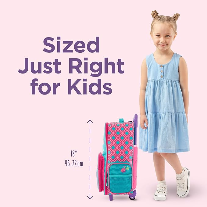 Stephen Joseph Kids Classic Rolling Luggage, Kids Luggage, Toddler Rolling Travel Carry On, Kids Suitcase with wheels,