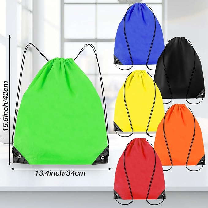 6PCS Drawstring Backpack - Drawstring Gym Bag Waterproof Bags Bulk String Backpack Sports Cinch Bags String For Gym, Sports, Storage, Travel, Camp, Sturdy and Durable