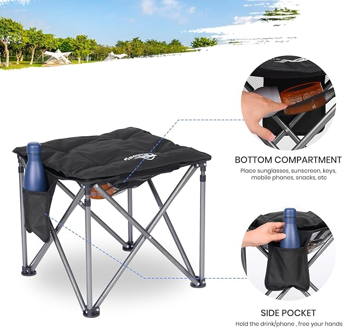 Bolosy 2 Pack Camping Stool with Removable Padded Folding Outdoor Stool Camping Stool Padded Oversized Ottoman Camping Chair Foot Rest Camp Stool Folding Stools