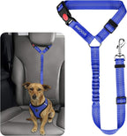 BWOGUE Pet Dog Cat Seat Belts, Car Headrest Restraint Adjustable Safety Leads Vehicle Seatbelt Harness (1 Pack, Dark Blue, Elastic)