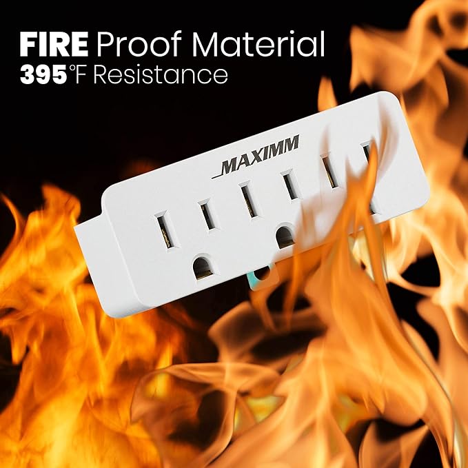 2 Prong to 3 Prong Outlet Adapter Converter (3-Pack) 3 Grounding Plug White, Turn 2-Prong Outlet to 3 Ground Outlets, ETL Listed Fireproof 395°F Resistant