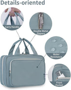 Narwey Hanging Toiletry Bag for Women Travel Makeup Bag Organizer Toiletries Bag for Travel Size Essentials Accessories Cosmetics (Greyish Blue (Medium))