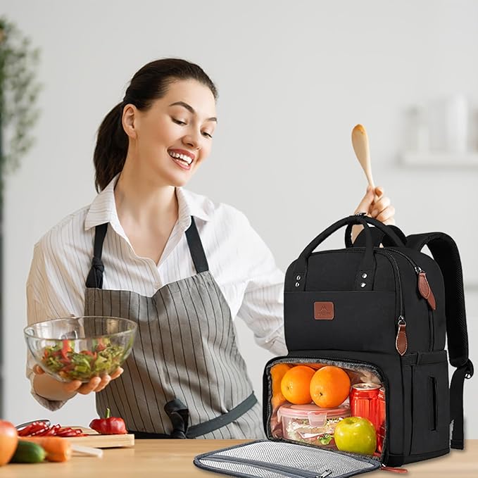 MATEIN 17 Inches Lunch Backpack, Extra Large Lunch Box with Insulated Cooler Compartment, Water Resistant Laptop Backpack for College Work Picnic Beaches