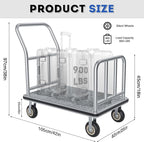 42 * 25IN Hotel Luggage Cart Transporter Condo Luggage Roller for Travel, 900 LBS Load Capacity, Platform Truck with Front Frame and 5-inch Rubber Wheels, Ideal for Hotels