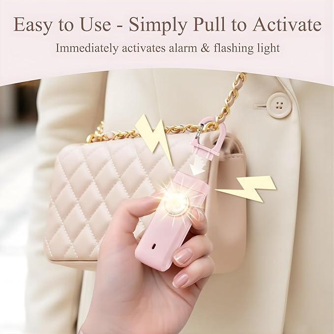 Personal Alarms for Women, Panic Button Self Defense Keychain with Clip-On Design, 130dB Alarm & Strobe Light for Personal Protection, Safety Whistle for Travel Safe, Small Gifts for Women ( Pink )