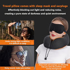 MLVOC Neck Pillow for Traveling, Upgraded 100% Pure Memory Foam Travel Neck Pillow for Airplane Flight Sleep, Breathable & Machine Washable Cover, Travel Kit with 3D Eye Mask, Earplugs & Bag, Black