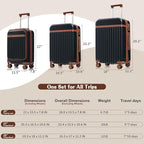 3 Piece Luggage Set ABS Hardshell Lightweight Suitcase Sets with Spinner Wheels and TSA Lock, 20 inch with Front Opening Design and USB Port, 20" Airline Certified Carry-on Luggage, 20"24"28", Black