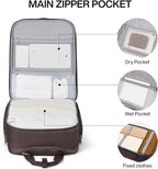 Hanke Expandable Underseat Carry on Luggage for Airplanes,Small Rolling Softside Suitcase Travel Luggage Personal Item Bag,Lightweight luggage bags for travel,Coffee,16-Inch