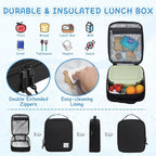VASCHY Kids Backpack Lunch Bag Set, 2-1 School Bookbag Insulated Lunch Box for Toddlers,Preschool,Daycare,Kindergarten,Elementary School Black