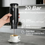 Portable Electric Espresso Machine Travel Coffee Maker 20 bar Mini Espresso Self-Heating Car Coffee Maker Compatible with Ground Coffee & NS Capsule for Camping RV Hiking Offic, Black