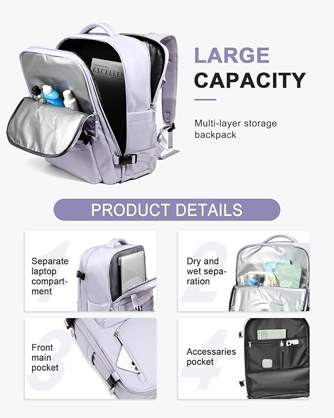 WONHOX Travel Backpack Women,Carry On Backpack Flight Approved 18x14x8 inches Bag Spirit Airlines Personal ltem,College Sports Hiking Waterproof Rucksack Casual Daypack Laptop Blackpack Men,Green