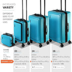 TRAVELARIM Teal Hardshell Luggage Sets 4 Piece, Durable Suitcase Set, Travel Luggage Set with Integrated TSA Lock, 360° Spinner Wheels, Expandable Medium and Large Checked Suitcase, 20/24/28 Inch